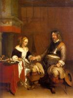 Borch, Gerard Ter - Soldier Offering a Young Woman Coins